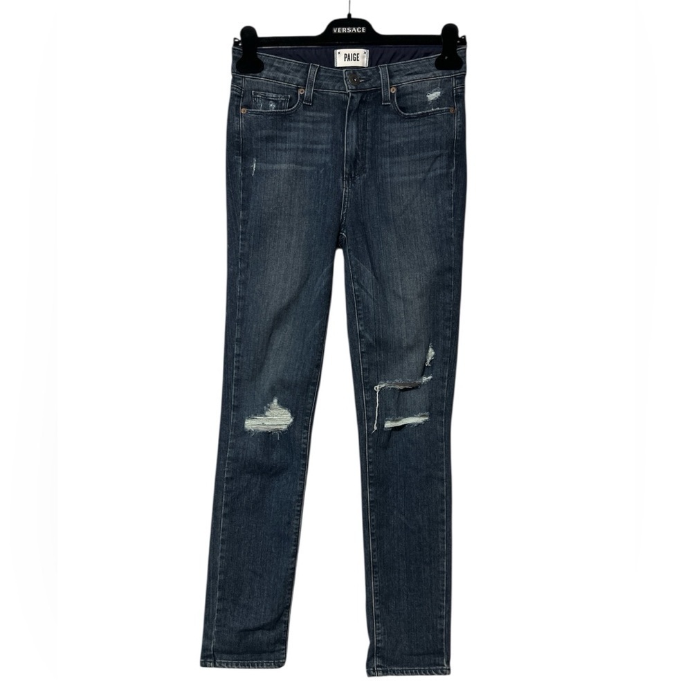 🆕 PAIGE Hoxton Crop Rollup High Rise Skinny Distressed Jeans
